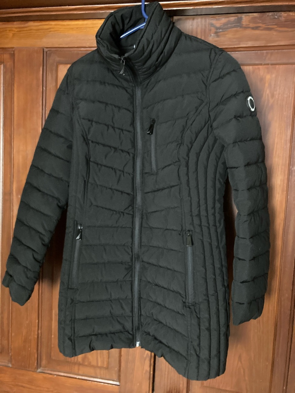 Nautica Black Quilted Long Puffer Jacket Medium Hoodless